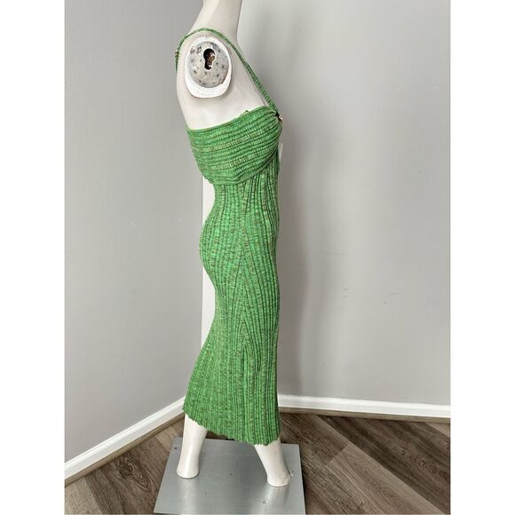 NWT Cult Gaia Halter Cutout Side Slit Elfreda Knit Midi Dress Emerald Small $425 - Picture 9 of 12
